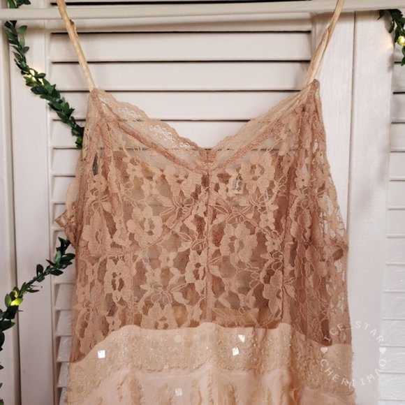 Free People NWT RARE Ombre Feather Sequin Beaded Lace Dress - Picture 8 of 13